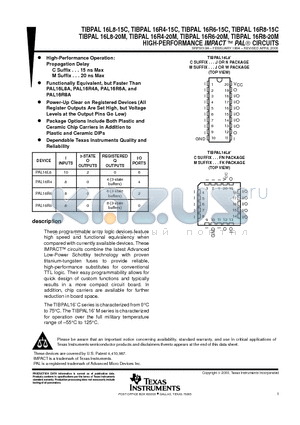 TIBPAL16L8-15C_08 datasheet - HIGH-PERFORMANCE IMPACT PAL CIRCUITS