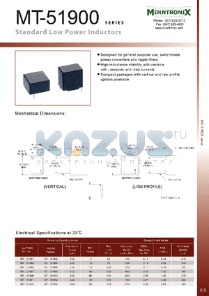 MT-51912 datasheet - STANDARD LOW POWER INDUCTORS