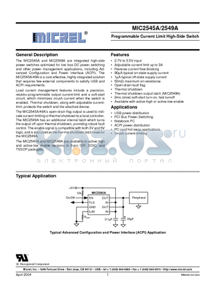 MIC2545A-2BN datasheet - Programmable Current Limit High-Side Switch