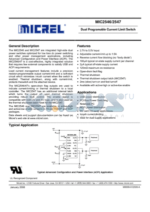 MIC2546-1BM datasheet - Dual Programable Current Limit Switch