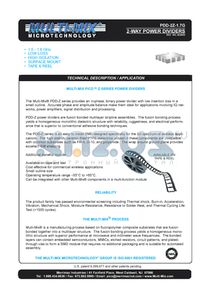 PDD-2Z-1.7G datasheet - 2-WAY POWER DIVIDERS