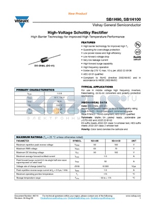 SB1H100-E3-73 datasheet - High-Voltage Schottky Rectifier