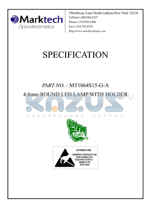 MT1064S15-G-A datasheet - 4.8mm ROUND LED LAMP WITH HOLDER