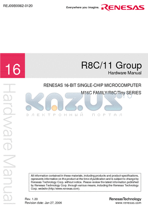 R8C11 datasheet - 16-BIT SINGLE-CHIP MICROCOMPUTER M16C FAMILY/R8C/Tiny SERIES
