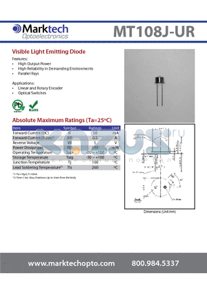 MT108J-UR_2 datasheet - Visible Light Emitting Diode