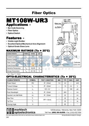 MT108W-UR3 datasheet - Fiber Optics