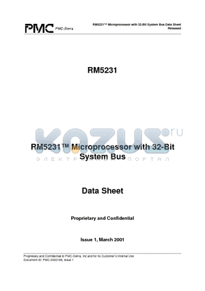 RM5231-150-Q datasheet - RM5231 Microprocessor with 32-Bit System Bus Data Sheet Released