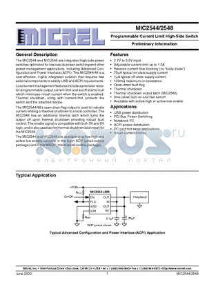 MIC2548-2BM datasheet - Programmable Current Limit High-Side Switch Preliminary Information