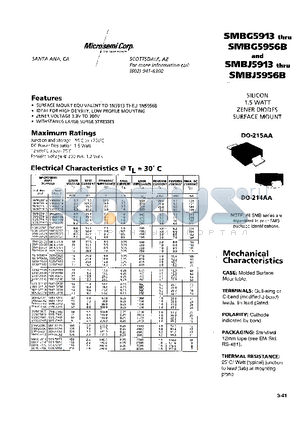 SMBJ5950 datasheet - SILICON 1.5 WATT ZENER DIODES SURFACE MOUNT