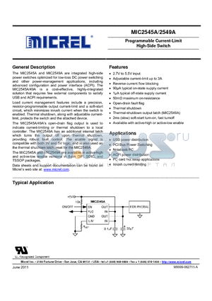 MIC2549A-1YN datasheet - Programmable Current-Limit High-Side Switch