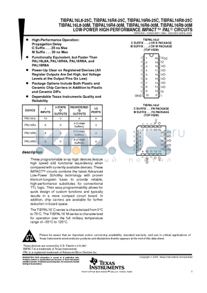 TIBPAL16R4-30MFK datasheet - LOW-POWER HIGH-PERFORMANCE IMPACT E PAL CIRCUITS
