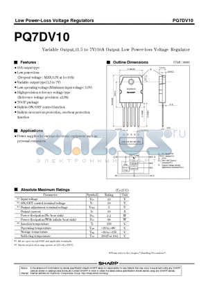 PQ7DV10_01 datasheet - Variable Output,(1.5 to 7V)10A Output Low Power-loss Voltage Regulator