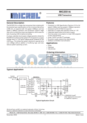 MIC2551ABML datasheet - USB Transceiver