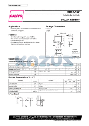 SB20-05Z datasheet - 50V, 2A Rectifier