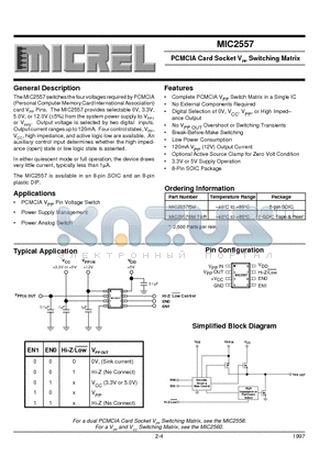 MIC2557BMT datasheet - PCMCIA Card Socket VPP Switching Matrix