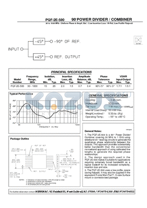 PQF-2E-500 datasheet - 90 POWER DIVIDER / COMBINER