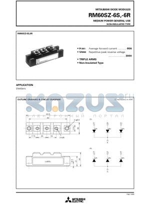 RM60SZ-6S datasheet - MEDIUM POWER GENERAL USE NON-INSULATED TYPE