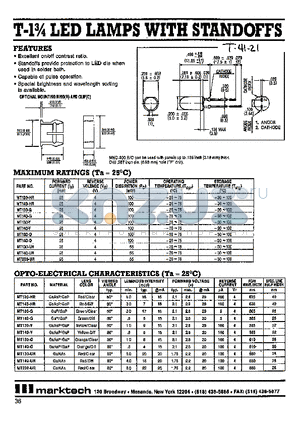 MT130-HR datasheet - T-1 3/4 LED lamp with standoffs