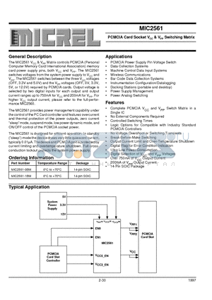 MIC2561-0BM datasheet - PCMCIA Card Socket VCC & VPP Switching Matrix