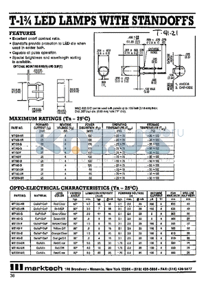 MT130-O datasheet - T-1 3/4 LED lamp with standoffs