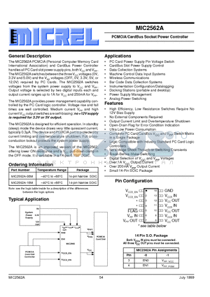 MIC2562A-0BM datasheet - PCMCIA/CardBus Socket Power Controller