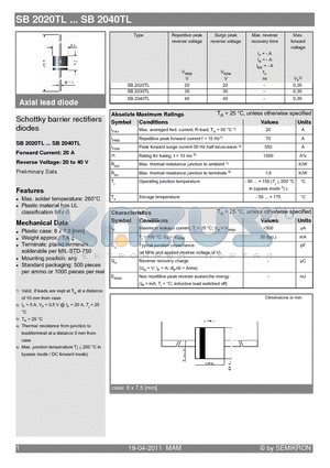 SB2020TL datasheet - Schottky barrier rectifiers diodes