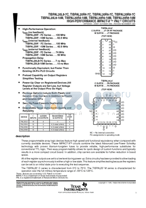 TIBPAL20L8-10MJT datasheet - HIGH-PERFORMANCE IMPACT-X E PAL CIRCUITS