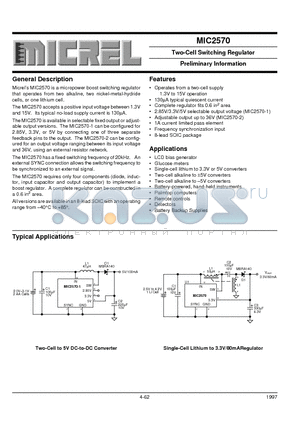 MIC2570 datasheet - Two-Cell Switching Regulator Preliminary Information