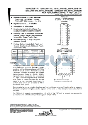 TIBPAL20L8-15CFN datasheet - HIGH-PERFORMANCE IMPACT E PAL CIRCUITS