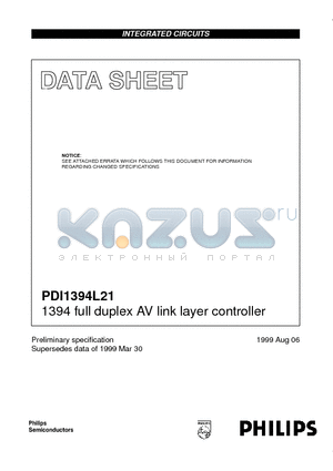 PDI1394L21 datasheet - 1394 full duplex AV link layer controller
