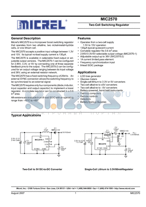 MIC2570-2YM datasheet - Two-Cell Switching Regulator