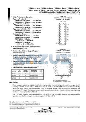 TIBPAL20L8-5C datasheet - HIGH-PERFORMANCE IMPACT-X PAL CIRCUITS