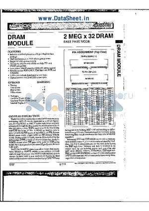 MT16D232 datasheet - 2 MEG x 32 DRAM