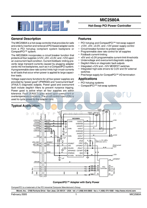 MIC2580A-1.0BTS datasheet - Hot-Swap PCI Power Controller