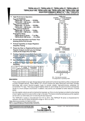 TIBPAL20R4-10M datasheet - HIGH-PERFORMANCE IMPACT-X E PAL CIRCUITS