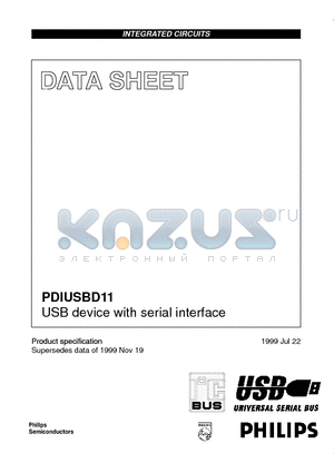 PDIUSBD11D datasheet - USB device with serial interface
