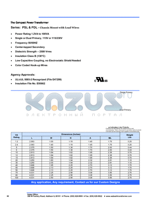 PDL-06-56 datasheet - The Compact Power Transformer