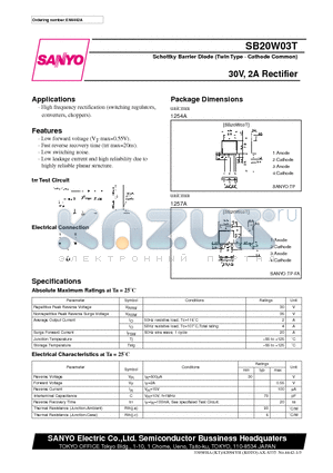 SB20W03T datasheet - 30V, 2A Rectifier