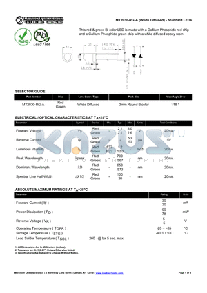 MT2030-RG-A datasheet - Standard LEDs