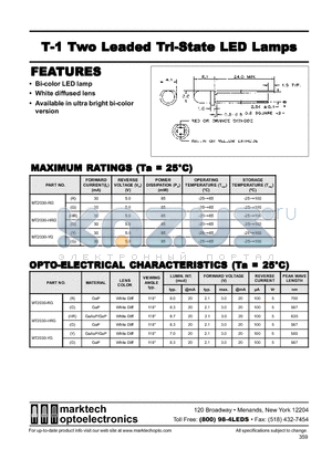 MT2030-YG datasheet - Marktech 2 Leaded 3mm Tri−State LEDs