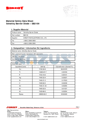 SB2100 datasheet - Schottky Barrier Diode