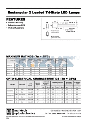 MT2053-RG datasheet - Marktech Rectangular Bi−Color 2 Leaded LEDs