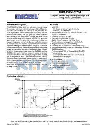 MIC2588-2BM datasheet - Single-Channel, Negative High-Voltage Hot Swap Power Controllers