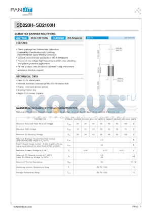 SB2100H datasheet - SCHOTTKY BARRIER RECTIFIERS