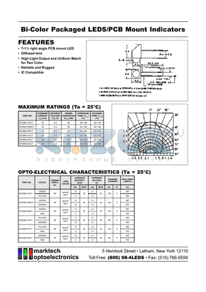 MT2064-OYCT datasheet - Marktech RT Angle PCB MT 5mm Bi−Color LEDs