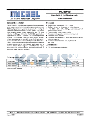 MIC2590B datasheet - Dual-Slot PCI Hot Plug Controller