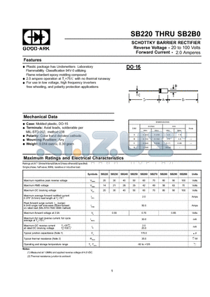 SB220 datasheet - SCHOTTKY BARRIER RECTIFIER