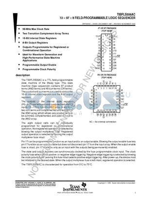 TIBPLS506AC datasheet - 13  97  8 FIELD-PROGRAMMABLE LOGIC SEQUENCER