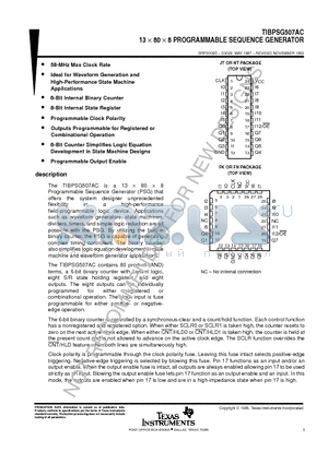 TIBPSG507AC datasheet - 13  80  8 PROGRAMMABLE SEQUENCE GENERATOR