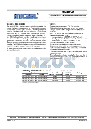 MIC2592B-2YTQ datasheet - Dual-Slot PCI Express Hot-Plug Controller